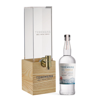 Teremana Tower Bundle: Blanco 0,7-Liter mit Acryl-Getränkedispenser auf Holzsockel – The-Rock-Tequila
